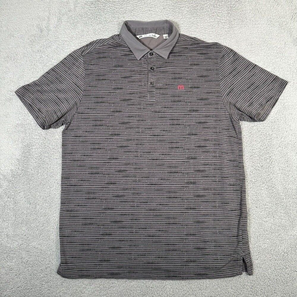 Travis Mathew Polo Shirt Mens XL Gray Pattern Golf Short Sleeve Cotton Blend - Picture 1 of 7